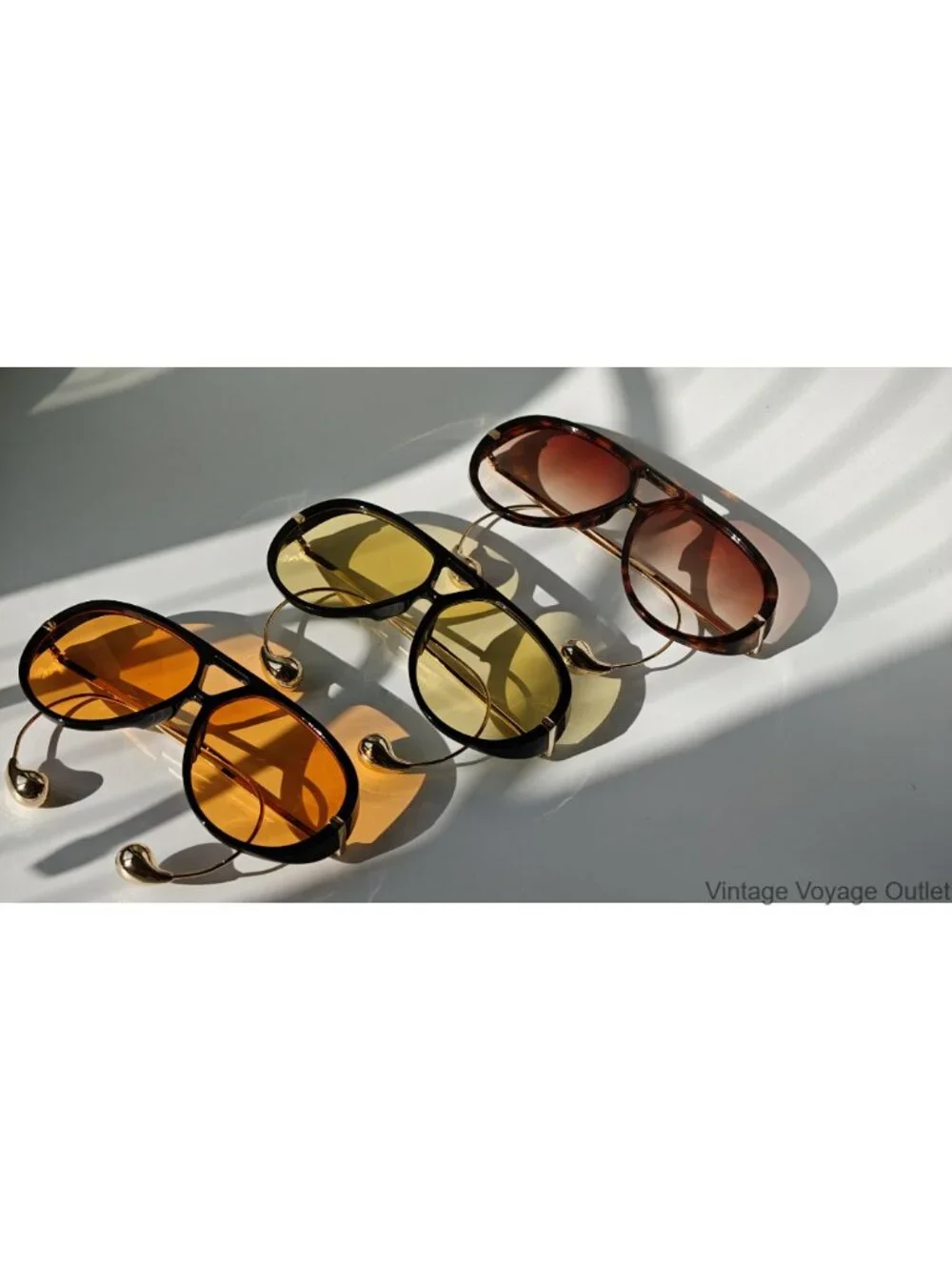 Oversized Retro Aviator Sunglasses for Women Metal Frame UV400 Protection